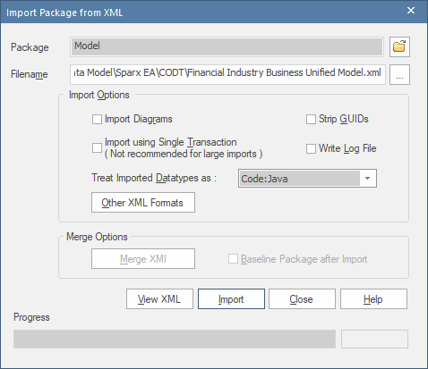 Sparx EA Import FIBUM Package from XML